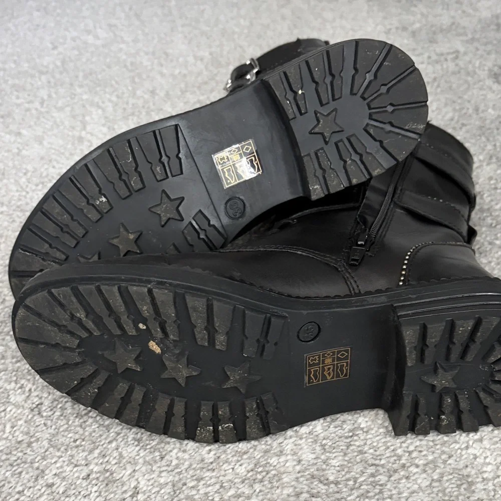 Free People Black Moto Boots with Silver Accents - Picture 2 of 4